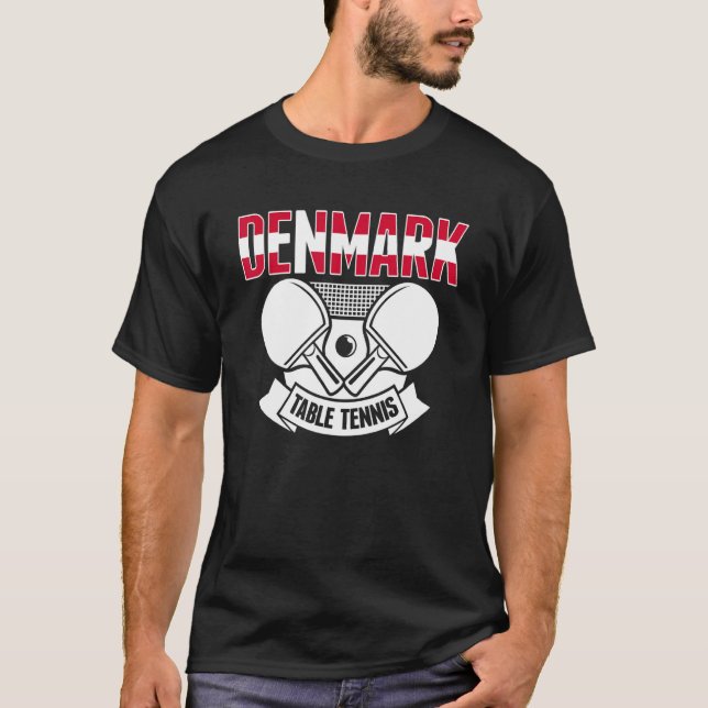 Dänemark Ping Pong Proud Dänische Tischtennis Supp T-Shirt (Vorderseite)