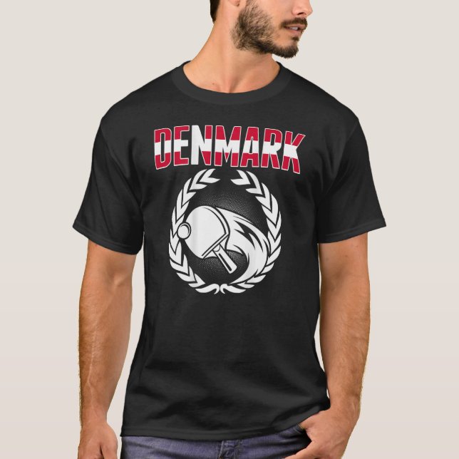 Dänemark Ping Pong Proud Dänische Tischtennis Supp T-Shirt (Vorderseite)