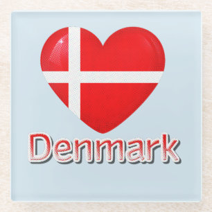 Dänemark Pop Art Heart Flag Glasuntersetzer