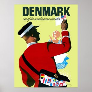 Dänemark, Postbote mit Schreiben aus den USA Poster