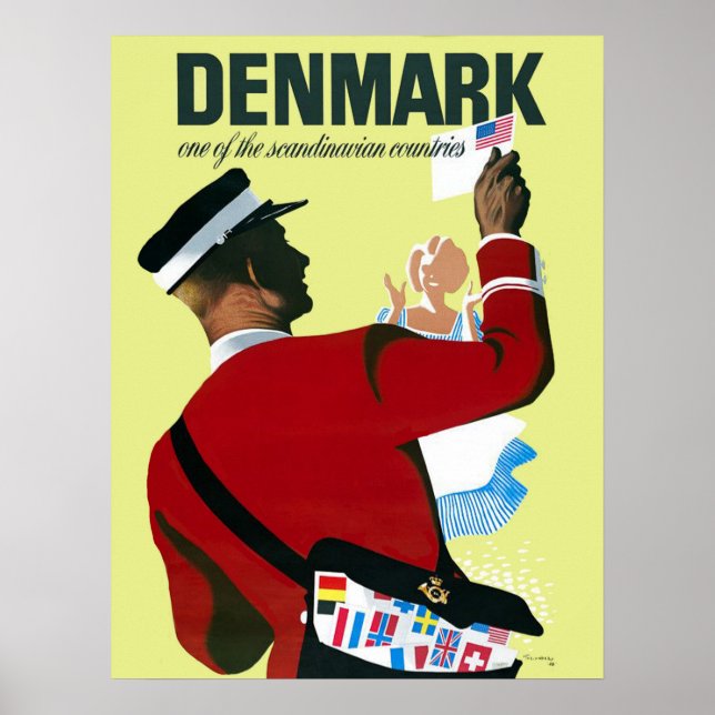 Dänemark, Postbote mit Schreiben aus den USA Poster (Vorne)