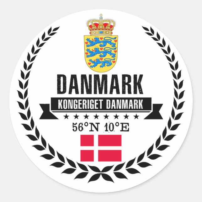 Dänemark Runder Aufkleber (Vorderseite)