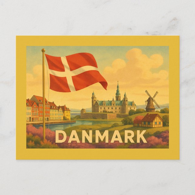Dänemark Schloss Windmühle Postkarte (Vorderseite)