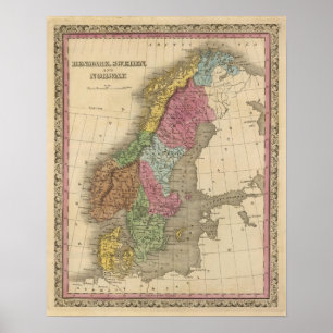 Dänemark, Schweden, Norwegen Poster