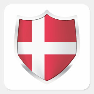 Dänemark Silver Shield Flag Quadratischer Aufkleber
