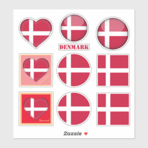 Danemark stickers & Drapeau danois, Coeur /sports