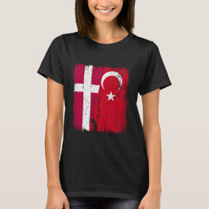 Dänemark Türkei Halbflagge Türkei Dänisch Türkisch T-Shirt