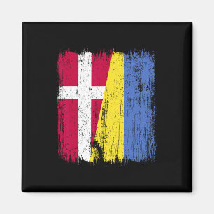 Dänemark Ukraine Halbe Flagge Dänisch Ukrainisches Magnet