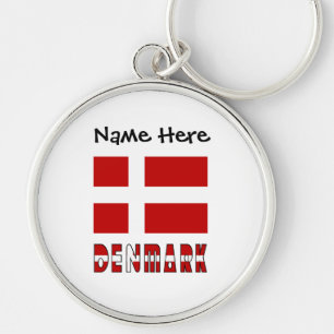 Dänemark und Dänische Flagge mit Ihrem Namen Schlüsselanhänger