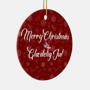 Dänemark USA Zweisprachiges Frohes Weihnachten Keramik Ornament
