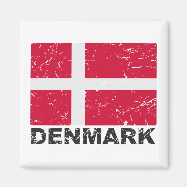 Dänemark Vintage Flagge Magnet (Vorne)