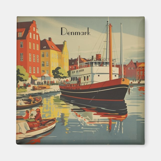 Dänemark Vintage Travel Poster kundenspezifisch Magnet (Vorne)