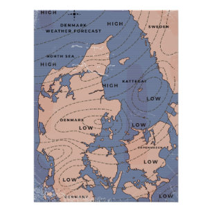 Dänemark Vintage Wettervorhersage Poster