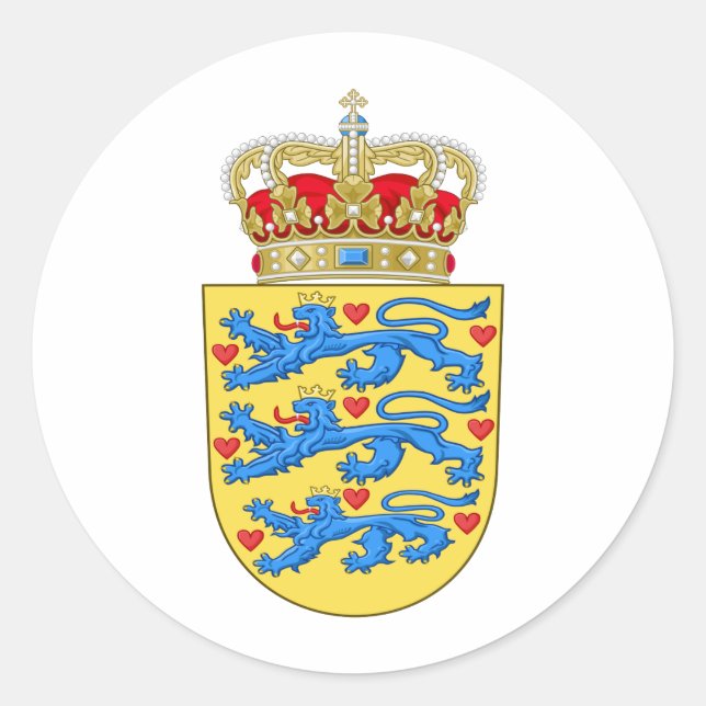 Dänemark Wappen DK Runder Aufkleber (Vorderseite)