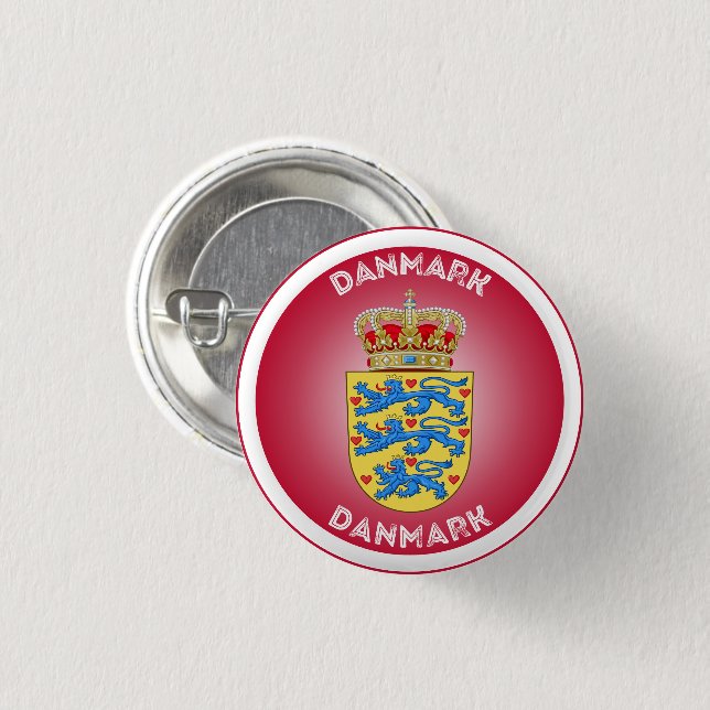 Dänemark Wappen Kreisform  Button (Vorne & Hinten)
