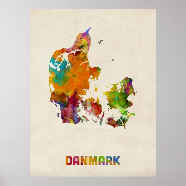 Dänemark Wasserfarbkarte Poster (Vorne)