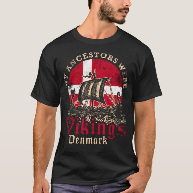 Dänemark Wikinger-Flagge T-Shirt (Vorderseite)