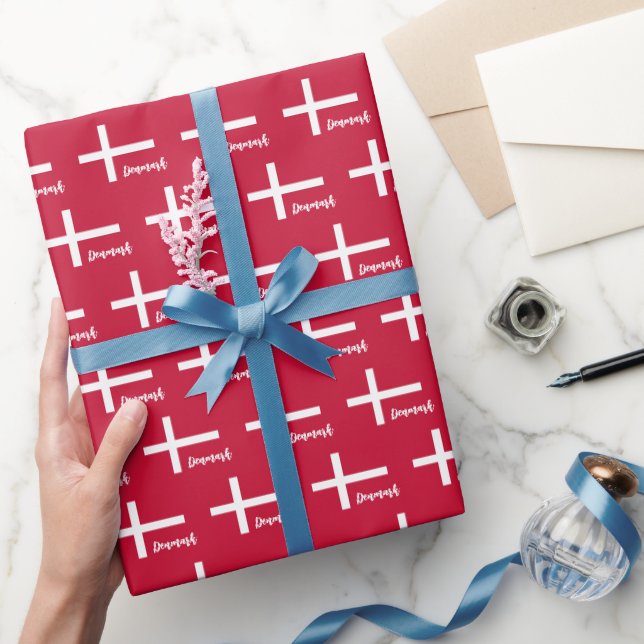 Dänemark Wrapping Paper, dänische Flagge patriotis Geschenkpapier (Schenken)