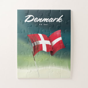 Dänemark "Zum Skifahren" Reiseposter