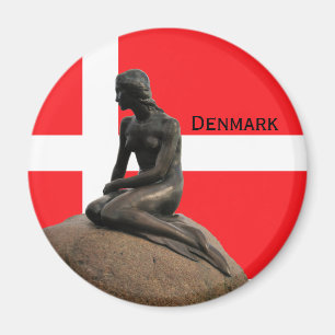 Dänemarkflagge und -meerjungfrau magnet