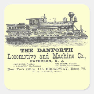 Danforth Locomotive and Machine Company 1852 Quadratischer Aufkleber