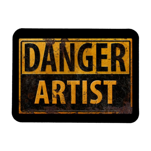 DANGER-ARTIST-Warnzeichen aus Metall Magnet (Horizontal)