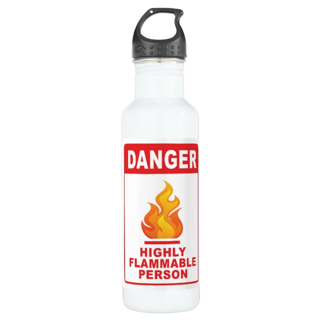 Danger Highly Flammable Person Edelstahlflasche (Vorderseite)