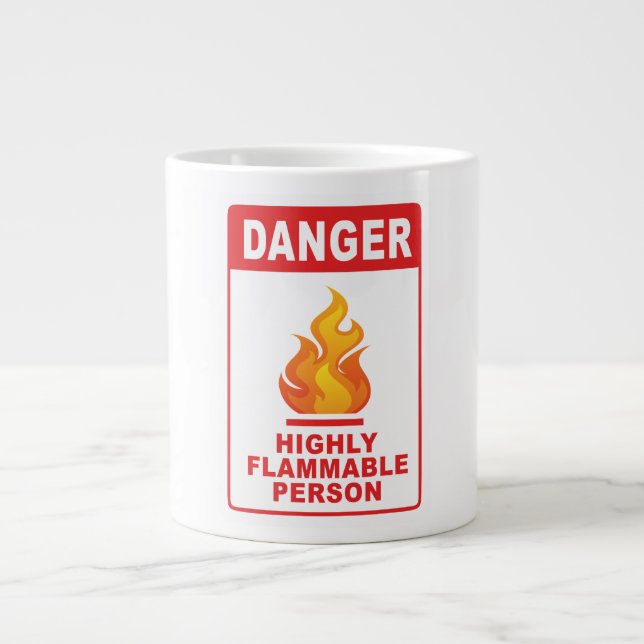 Danger Highly Flammable Person Jumbo-Tasse (Vorderseite)