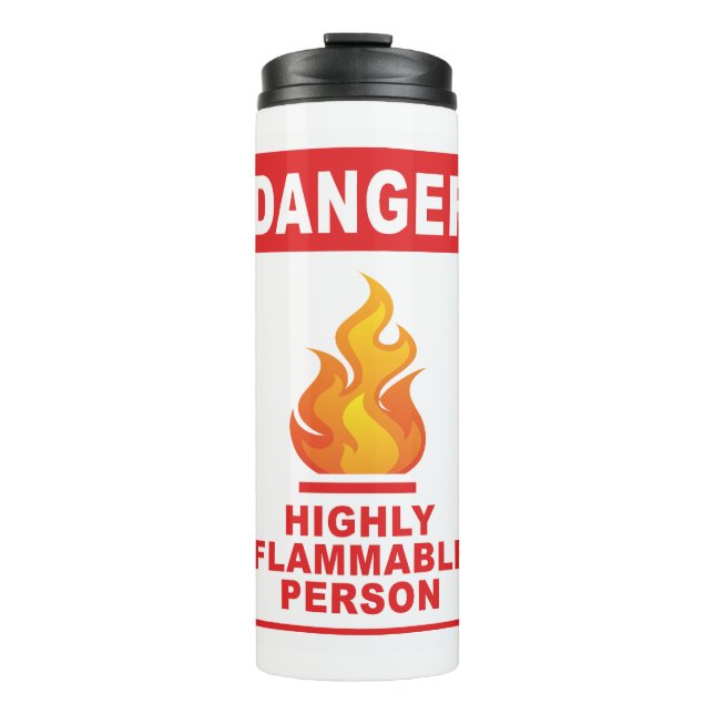 Danger Highly Flammable Person Thermosbecher (Vorderseite)