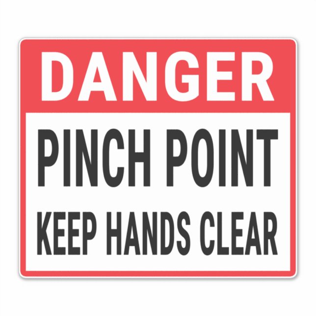 DANGER PINCH POINT BEHALT HANDS KLAR AUFKLEBER (Vorderseite)