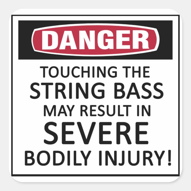 Danger String Bass Quadratischer Aufkleber (Vorderseite)