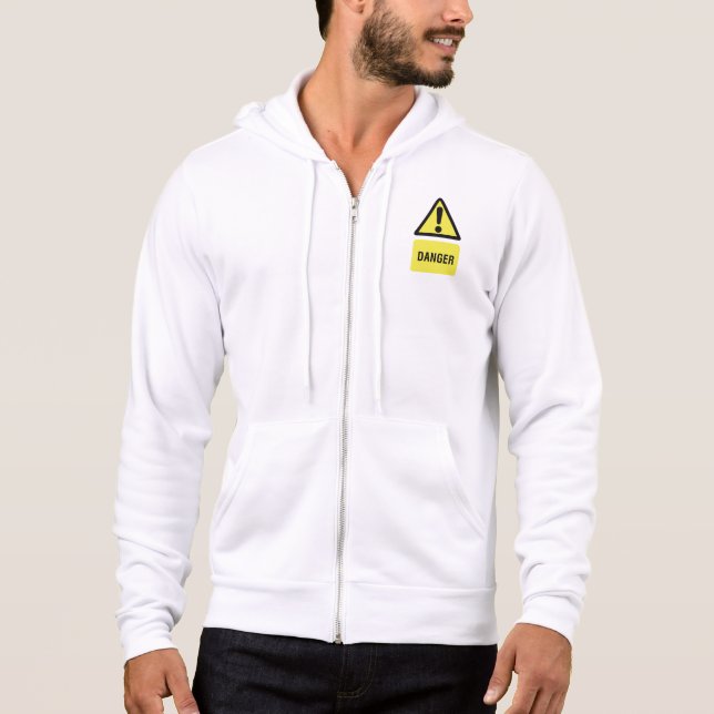 Danger Warning Sign Yellow Triangle Exclamation Hoodie (Vorderseite)