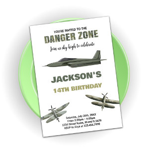 Danger Zone Avion de chasse Invitations d'annivers