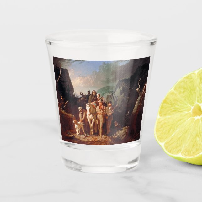 Daniel Boone begleitet Siedler Schnapsglas (Vorderseite)