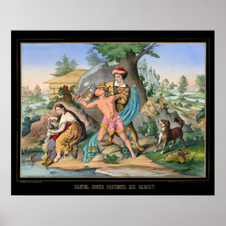 Daniel Boone schützt seine Familie 1840 Poster