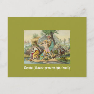 Daniel Boone schützt seine Familie Postkarte