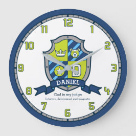 Daniel boys name meaning green blue bear shield große wanduhr