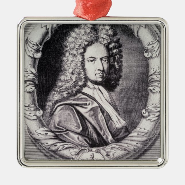Daniel Defoe, graviert von Michael Van Der Gucht Silbernes Ornament (Vorne)