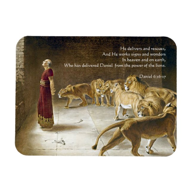 Daniel im Lions Den Bible Art Scripture Magnet (Horizontal)