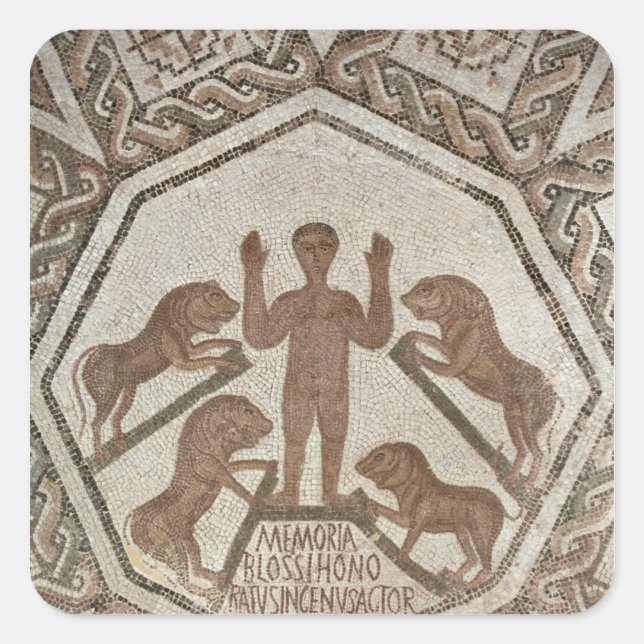 Daniel in den Lions' Den Quadratischer Aufkleber (Vorderseite)