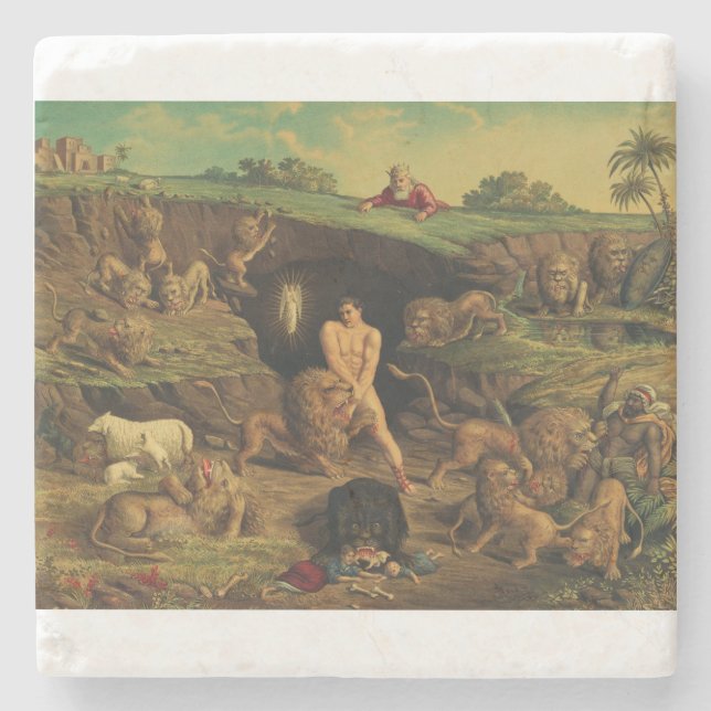 Daniel in den Lions' Den Steinuntersetzer (Vorderseite)