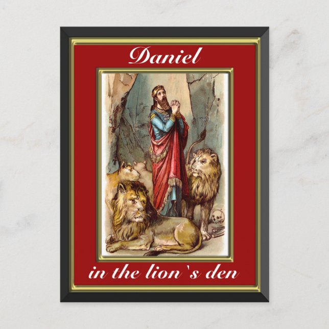 Daniel in den Löwen rot und gold Postkarte (Vorderseite)