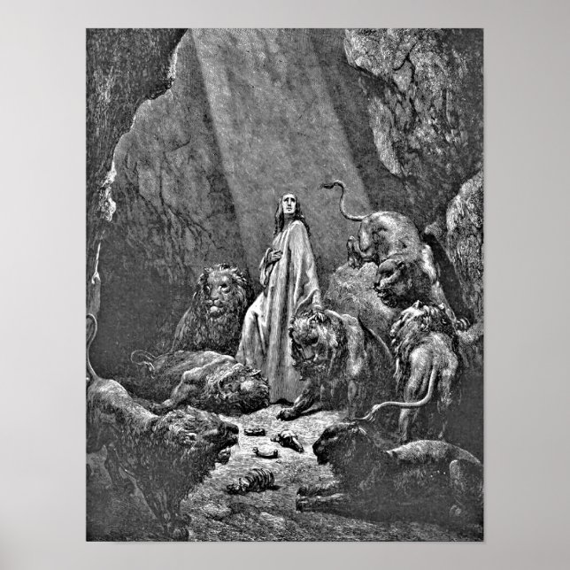 Daniel in der Lions Den Biblical Illustration Poster (Vorne)
