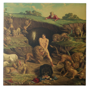 Daniel in der Löwengrube Fliese