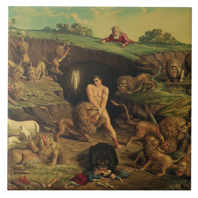 Daniel in der Löwengrube Fliese (Vorderseite)