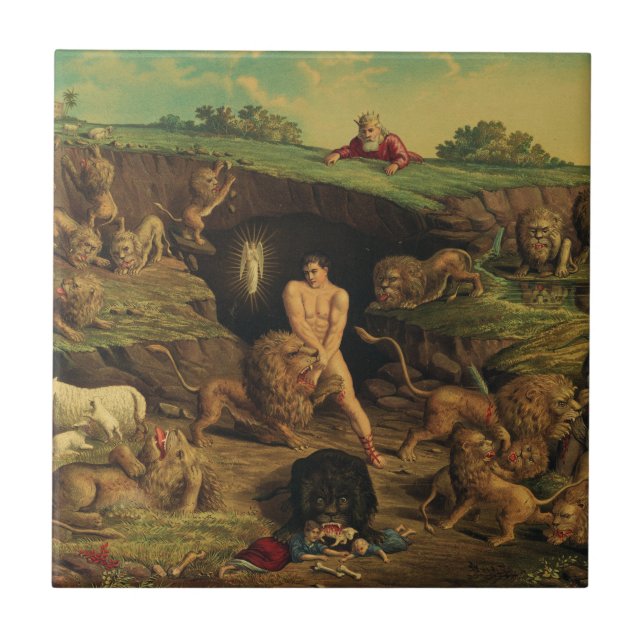 Daniel in der Löwengrube Fliese (Vorderseite)