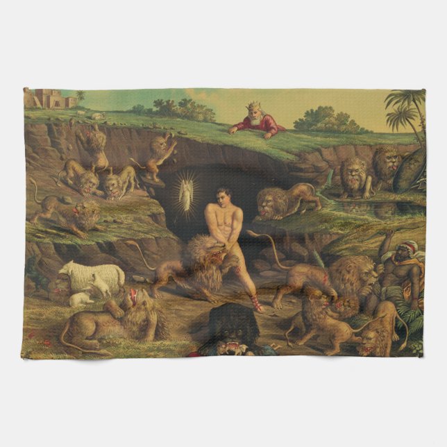 Daniel in der Löwengrube Geschirrtuch (Horizontal)