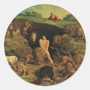 Daniel in der Löwengrube Runder Aufkleber