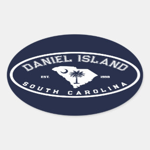 Daniel Island South Carolina Navy-Flagge Palmen Ovaler Aufkleber