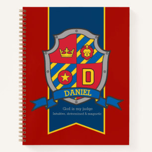 Daniel Name bedeutet Wappen rot blau Notizbuch